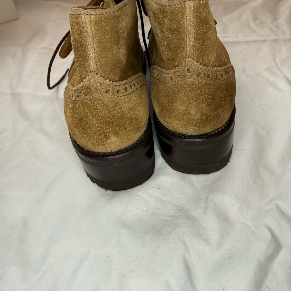 Women's Brown Suede Combat Boots - Picture 4 of 6